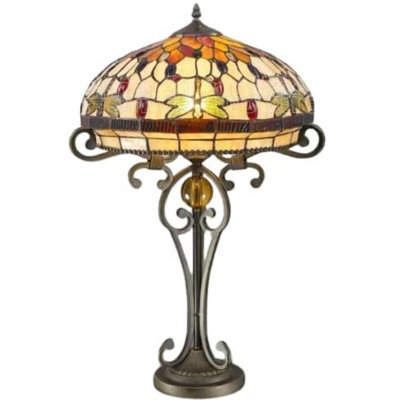 Belofay 16 Inches Dragonfly Tiffany Table Lamps, Stained Glass Handmade Tiffany Vintage Bedside Table Lamps 30 Inches Height - image 1