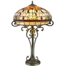 Belofay 16 Inches Dragonfly Tiffany Table Lamps, Stained Glass Handmade Tiffany Vintage Bedside Table Lamps 30 Inches Height - thumbnail 1