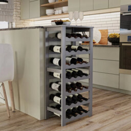 Wine Rack Freestanding Holds 28 Bottles Home Bar Stand Stand Grey - thumbnail 4