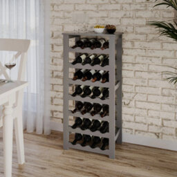 Wine Rack Freestanding Holds 28 Bottles Home Bar Stand Stand Grey - thumbnail 3