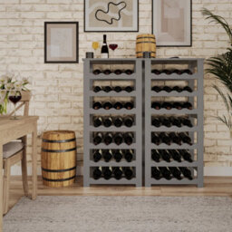 Wine Rack Freestanding Holds 28 Bottles Home Bar Stand Stand Grey - thumbnail 5