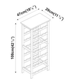 Wine Rack Freestanding Holds 28 Bottles Home Bar Stand Stand Grey - thumbnail 2
