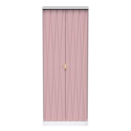 Pesaro Ready Assembled Modern Matt Pink & White Tall Double Wardrobe (H)1970mm (W)740mm (D)530mm - thumbnail 2