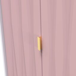 Pesaro Ready Assembled Modern Matt Pink & White Tall Double Wardrobe (H)1970mm (W)740mm (D)530mm - thumbnail 3