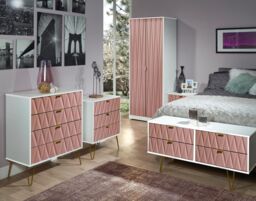 Pesaro Ready Assembled Modern Matt Pink & White Tall Double Wardrobe (H)1970mm (W)740mm (D)530mm - thumbnail 5