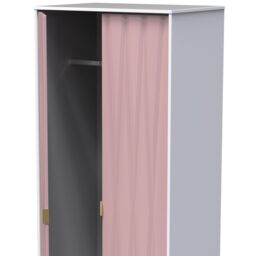 Pesaro Ready Assembled Modern Matt Pink & White Tall Double Wardrobe (H)1970mm (W)740mm (D)530mm - thumbnail 4