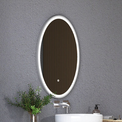 Royal Bathrooms Capri 500 X 800mm Oval Led Illuminated Framed Mirror With Demister Pad - Chrome - image 1