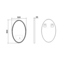 Royal Bathrooms Capri 500 X 800mm Oval Led Illuminated Framed Mirror With Demister Pad - Chrome - thumbnail 4