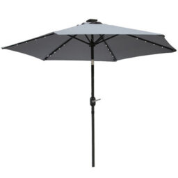 VRUC Garden Parasol Outdoor Patio Umbrella With Solar Led Lights And Crank Tilt 2.5M Grey - thumbnail 2