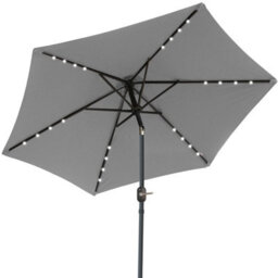 VRUC Garden Parasol Outdoor Patio Umbrella With Solar Led Lights And Crank Tilt 2.5M Grey - thumbnail 3