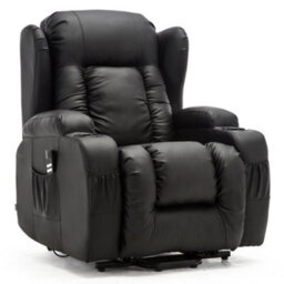 More4Homes Caesar Dual Motor Electric Rise Recliner Bonded Leather Armchair Electric Lift Riser Chair (Black) - thumbnail 2