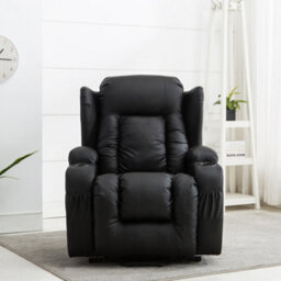 More4Homes Caesar Dual Motor Electric Rise Recliner Bonded Leather Armchair Electric Lift Riser Chair (Black) - thumbnail 6