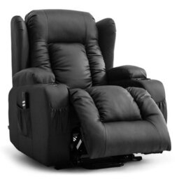 More4Homes Caesar Dual Motor Electric Rise Recliner Bonded Leather Armchair Electric Lift Riser Chair (Black) - thumbnail 3