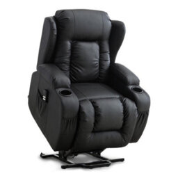 More4Homes Caesar Dual Motor Electric Rise Recliner Bonded Leather Armchair Electric Lift Riser Chair (Black) - thumbnail 4