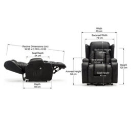 More4Homes Caesar Dual Motor Electric Rise Recliner Bonded Leather Armchair Electric Lift Riser Chair (Black) - thumbnail 9