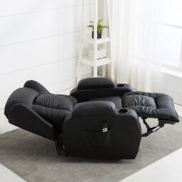 More4Homes Caesar Dual Motor Electric Rise Recliner Bonded Leather Armchair Electric Lift Riser Chair (Black) - thumbnail 8