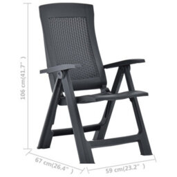 Berkfield Garden Reclining Chairs 2 Pcs Plastic Anthracite - thumbnail 9