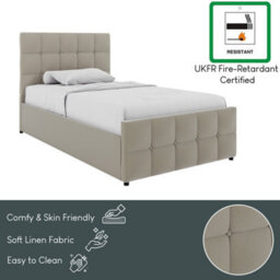 Lassic Vida Designs Valentina 3Ft Single Ottoman Bed With Gas Lift Storage, Upholstered Fabric & Padded Headboard, 97 Cm, Beige Linen - thumbnail 6