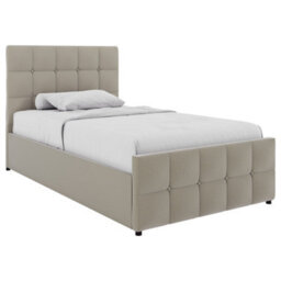 Lassic Vida Designs Valentina 3Ft Single Ottoman Bed With Gas Lift Storage, Upholstered Fabric & Padded Headboard, 97 Cm, Beige Linen