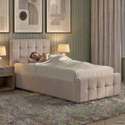 Lassic Vida Designs Valentina 3Ft Single Ottoman Bed With Gas Lift Storage, Upholstered Fabric & Padded Headboard, 97 Cm, Beige Linen - thumbnail 9