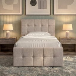 Lassic Vida Designs Valentina 3Ft Single Ottoman Bed With Gas Lift Storage, Upholstered Fabric & Padded Headboard, 97 Cm, Beige Linen - thumbnail 8