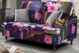 2 Seater Sofa In Patchwork Multicolour Fabric - thumbnail 2