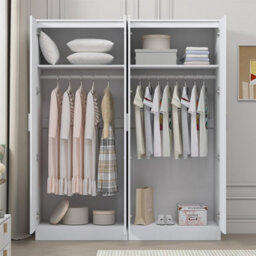 Reflect 2X 2 Door Plain Wardrobe Bundle - White Gloss & Matt White - Rails & Shelves - H: 180Cm X W: 152Cm - Modern Sleek Design - thumbnail 4