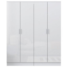 Reflect 2X 2 Door Plain Wardrobe Bundle - White Gloss & Matt White - Rails & Shelves - H: 180Cm X W: 152Cm - Modern Sleek Design - thumbnail 6