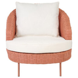 Beliani Garden Armchair With Ottoman Arcille Pe Rattan Peach Pink - thumbnail 7