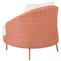 Beliani Garden Armchair With Ottoman Arcille Pe Rattan Peach Pink - thumbnail 8