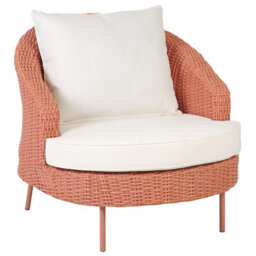 Beliani Garden Armchair With Ottoman Arcille Pe Rattan Peach Pink - thumbnail 6