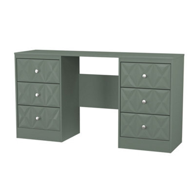 Genoa Ready Assembled Matt Green 6 Drawer Non-Extendable Dressing Table (H)785mm (W)1248mm (D)390mm - image 1