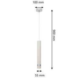 Luminosa Lighting Luminosa Tuba Slim Pendant Ceiling Light White, Chrome 10Cm - thumbnail 4