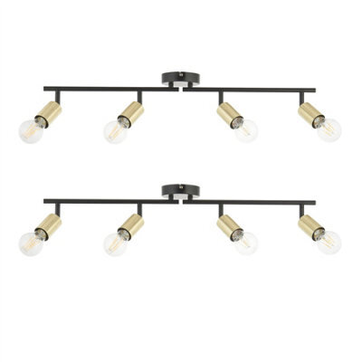 First Choice Lighting Set Of 2 Journey - Matt Black Gold 4 Way Adjustable Ceiling Spotlights - image 1