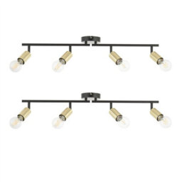 First Choice Lighting Set Of 2 Journey - Matt Black Gold 4 Way Adjustable Ceiling Spotlights - thumbnail 1