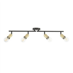 First Choice Lighting Set Of 2 Journey - Matt Black Gold 4 Way Adjustable Ceiling Spotlights - thumbnail 2