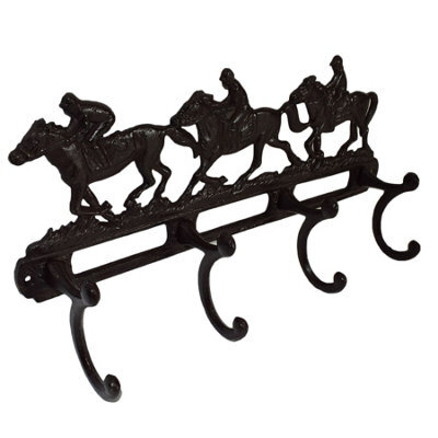 AB Tools Racing Race Horse Coat Jacket Hanger Rack 4 Hooks Pegs Stable Wall House - image 1