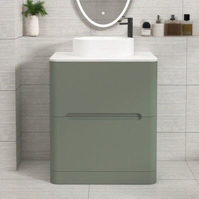 Royal Bathrooms Venice 700mm Sage Green Freestanding Bathroom Countertop Vanity Unit 2 Drawer With Peak Basin - image 1