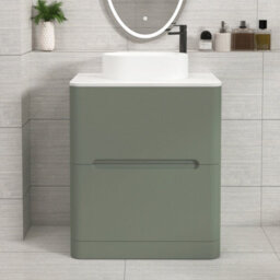 Royal Bathrooms Venice 700mm Sage Green Freestanding Bathroom Countertop Vanity Unit 2 Drawer With Peak Basin - thumbnail 1