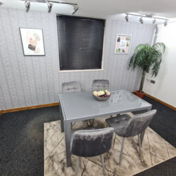 Kosy Koala Grey Dining Table And 4 Grey Velvet Chairs Kitchen Dining Set Of 4 Glass Table - thumbnail 2