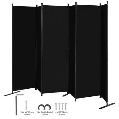 Vevor 6 Panel Folding Room Divider, Portable Partition Privacy Screen For Office Bedroom Study, Black - image 1