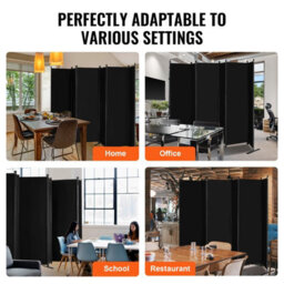 Vevor 6 Panel Folding Room Divider, Portable Partition Privacy Screen For Office Bedroom Study, Black - thumbnail 6
