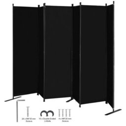 Vevor 6 Panel Folding Room Divider, Portable Partition Privacy Screen For Office Bedroom Study, Black - thumbnail 1