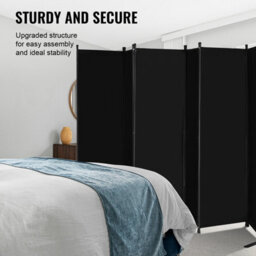 Vevor 6 Panel Folding Room Divider, Portable Partition Privacy Screen For Office Bedroom Study, Black - thumbnail 4