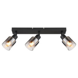 Luminosa Lighting Luminosa Hubertus Ceiling Spotlight Bar Matt Black Smoke Glass Shade 3X E14 - thumbnail 3