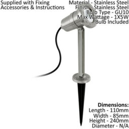 2 Pack Outdoor Stainless Steel Bollard Lights - Ip54 Rated 5W Gu10 Driveway Lamps - thumbnail 2