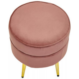 Premier Housewares Interiors By Premier Stylish Dusty Pink Velvet Gold Leg Footstool, Elegant Mid-Century Wooden Footrest For Bedrooms And Hallways - thumbnail 4