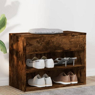 Vidaxl Shoe Bench Smoked Oak 60X30X45 Cm Engineered Wood - image 1