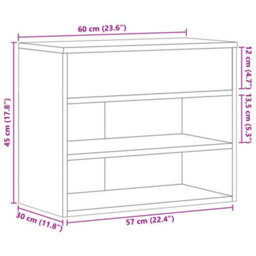 Vidaxl Shoe Bench Smoked Oak 60X30X45 Cm Engineered Wood - thumbnail 3