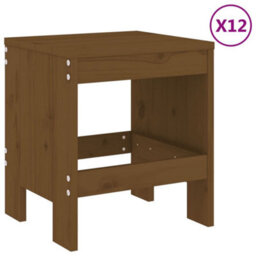 Berkfield 13 Piece Garden Dining Set Honey Brown Solid Wood Pine - thumbnail 3